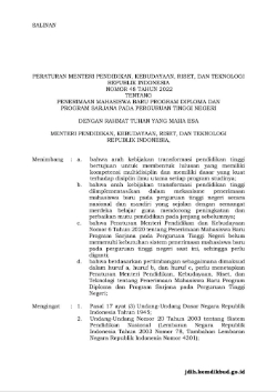 Cover Peraturan Mendikbudristek No. 48 Tahun 2022 tentang Penerimaan Mahasiswa Baru Program Diploma dan Program Sarjana pada Perguruan Tinggi Negeri