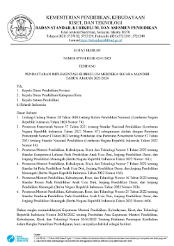 Cover Surat Edaran Nomor 0574/H.H3/SK.02.01/2023 tentang Pendaftaran Implementasi Kurikulum Merdeka Secara Mandiri TA 2023/2024